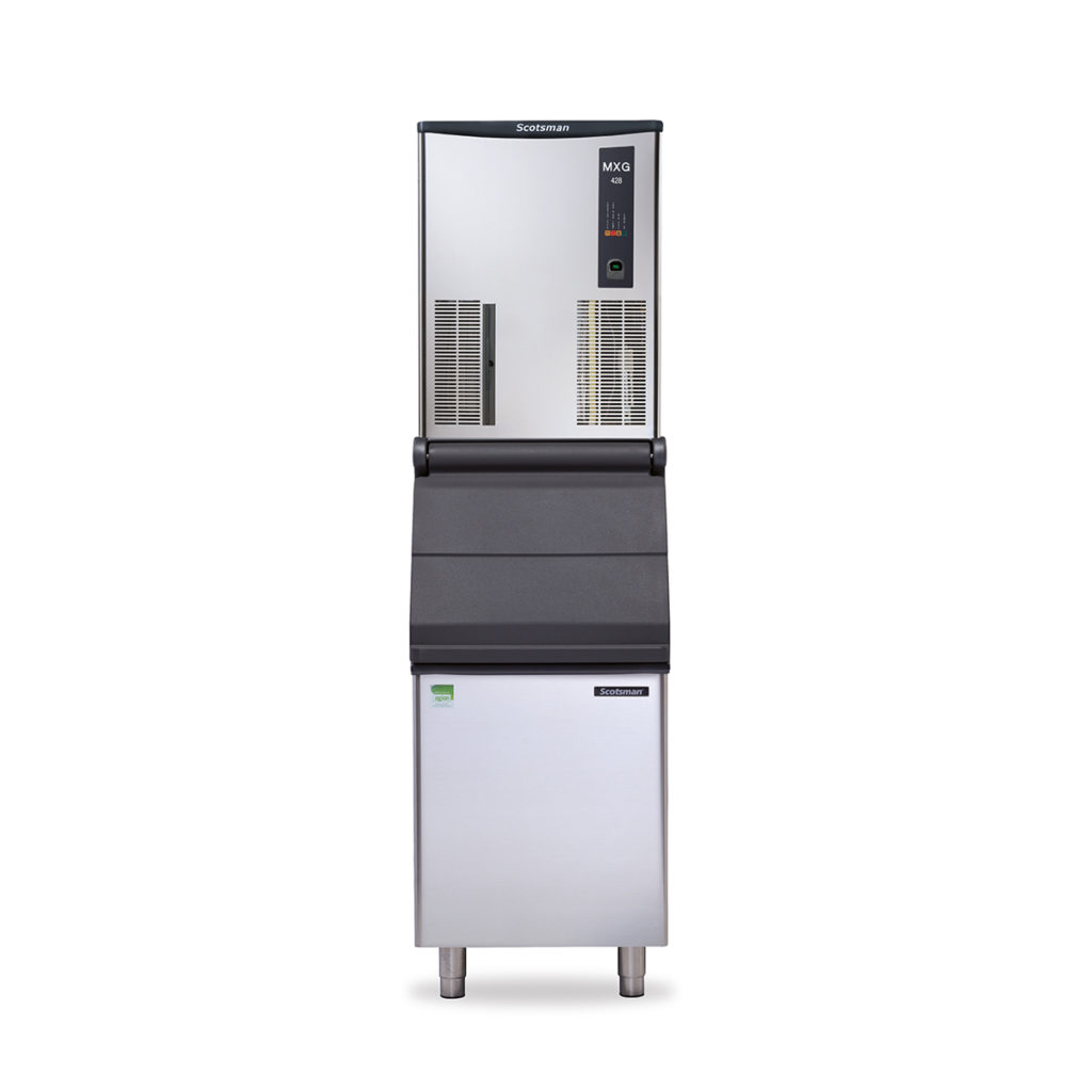 A modular ice machine with bin by Scotsman.