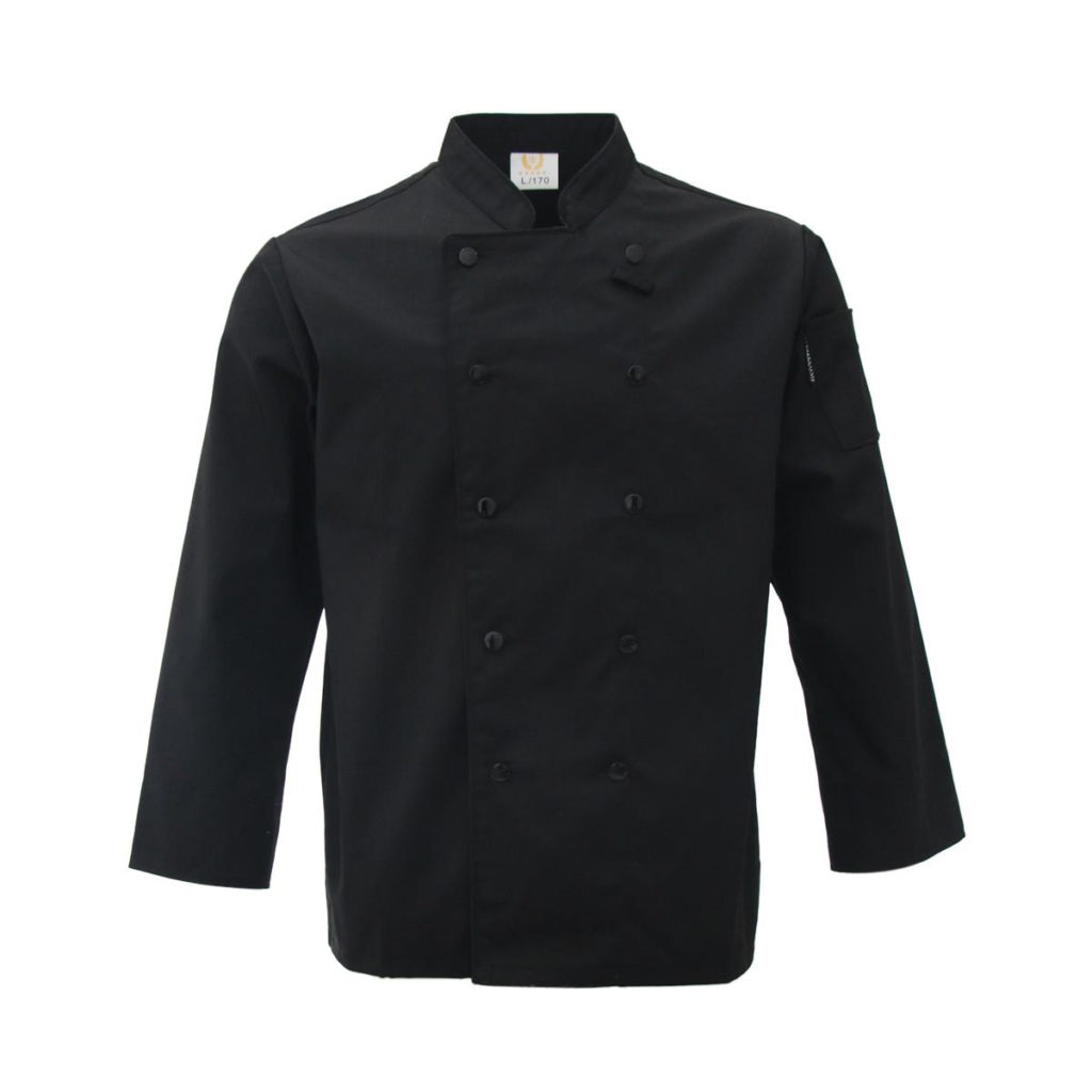 A black long chef jacket.