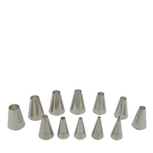 a 12 piece stainless steel nozzle set.