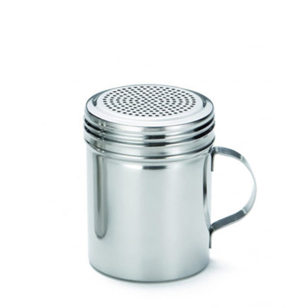 An aluminium salt shaker.
