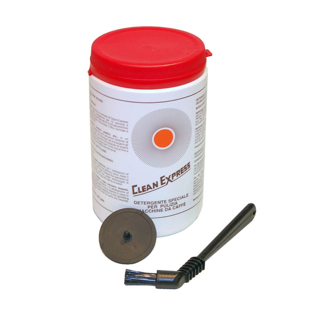 An espresso machine cleaning kit.