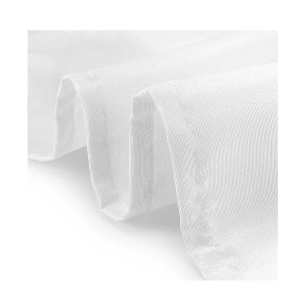 A close up of a white table overlay.