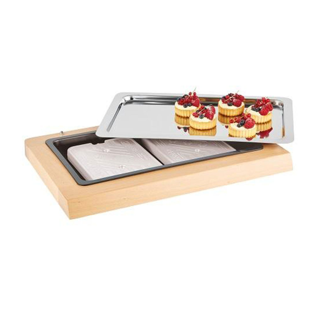 A refrigerated buffet display set by APS.