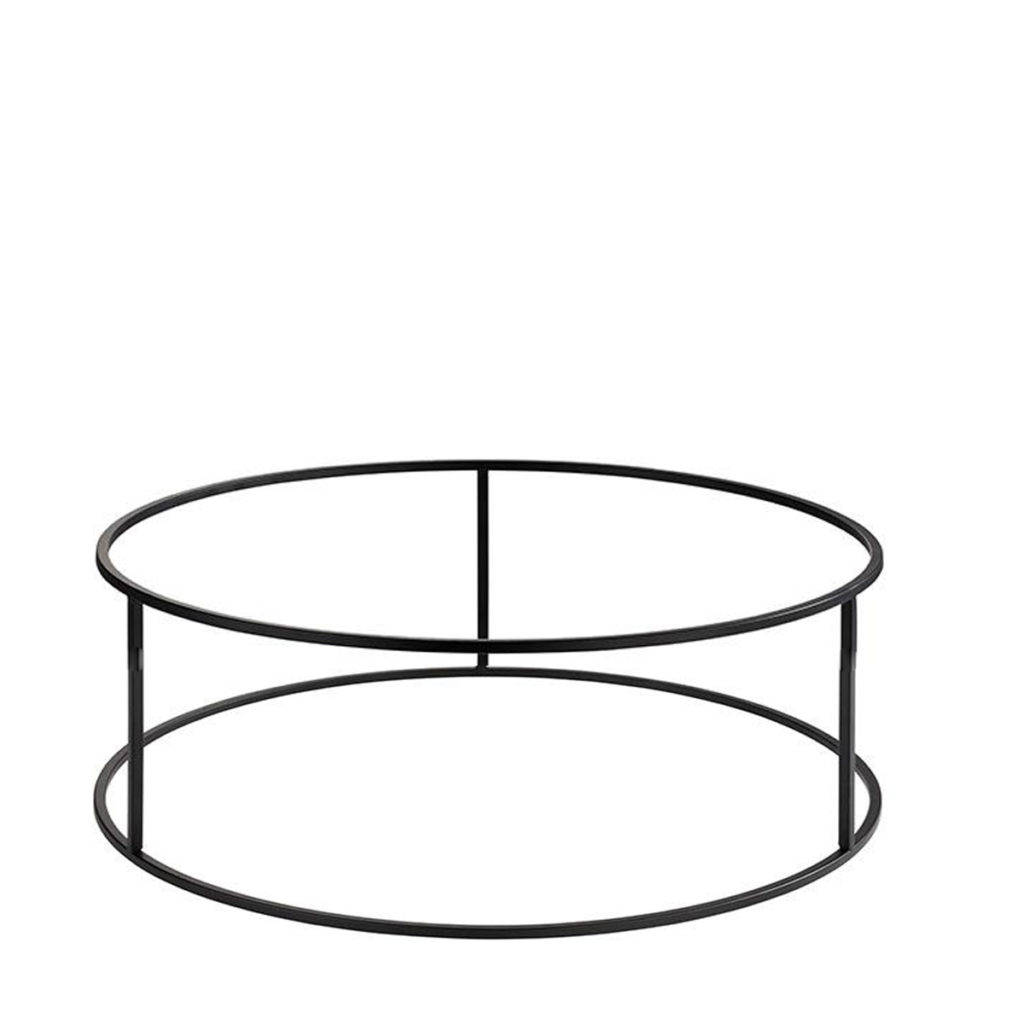 Short round black buffet stand.