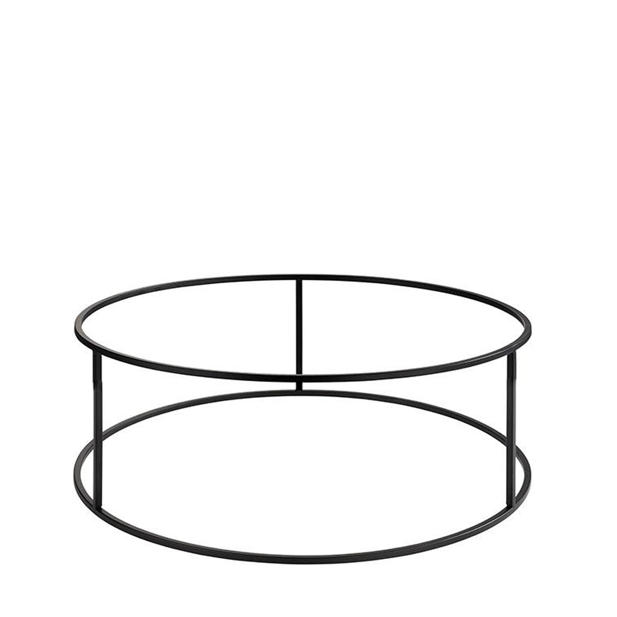 Small short round black buffet stand.
