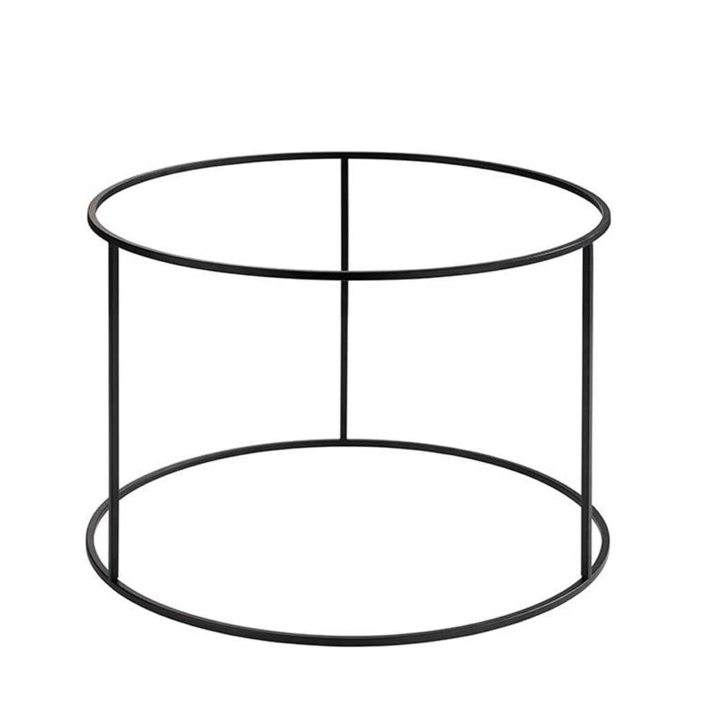 Small tall round black buffet stand.