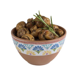 The Arabesque serving bowl with mushrooms.
