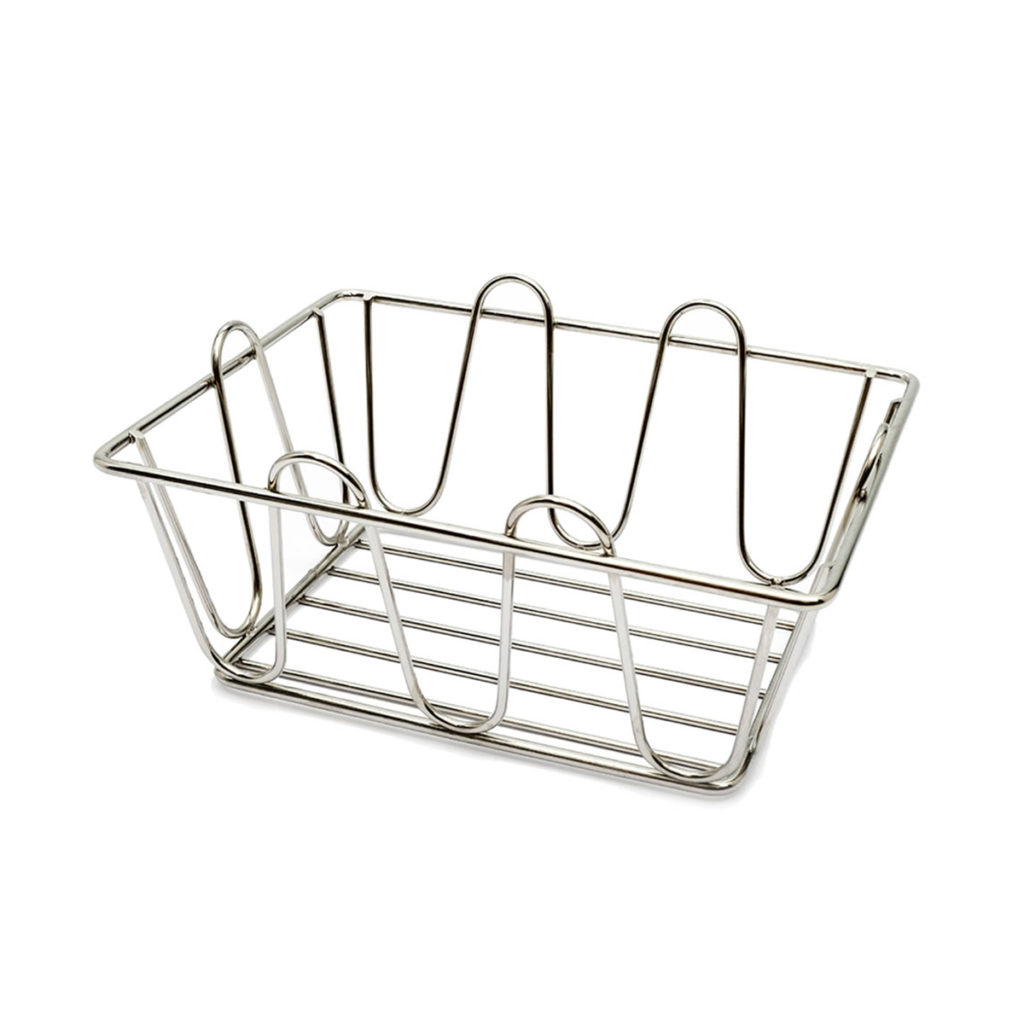 A chrome bread basket.