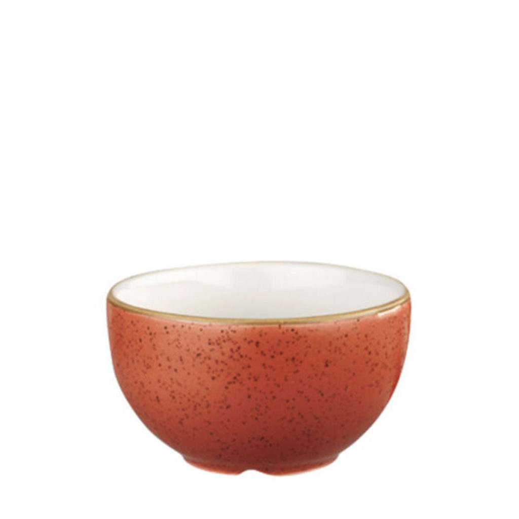 A sugar bowl in spicy orange from the Stonecast range by Churchill.