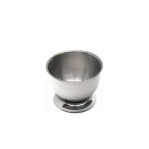 A stainless steel egg cup.