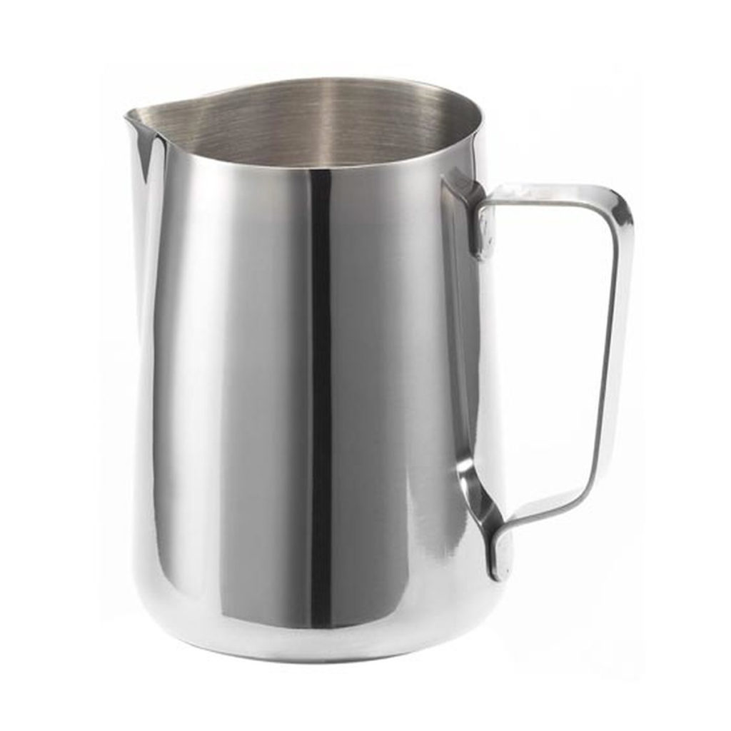 A 3L stainless steel milk frothing jug.