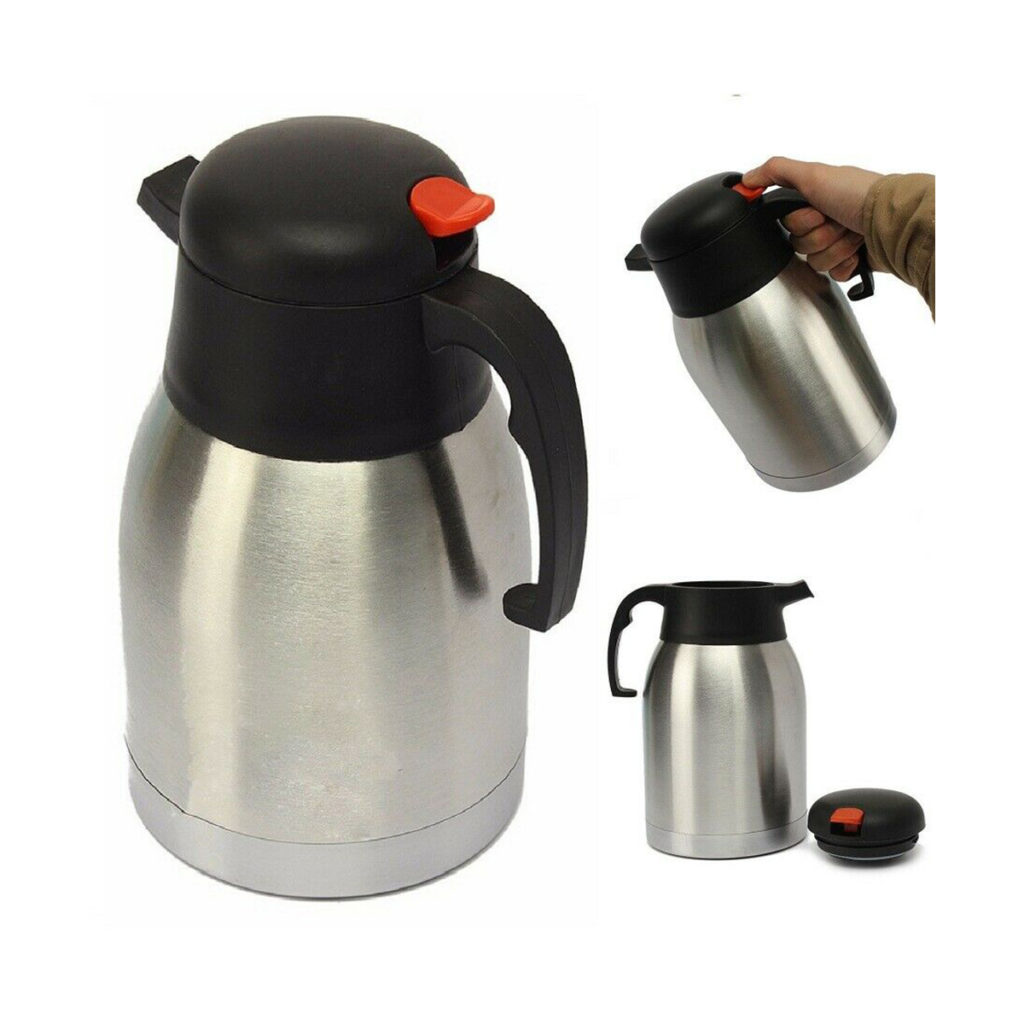 A straight vacuum flask in use