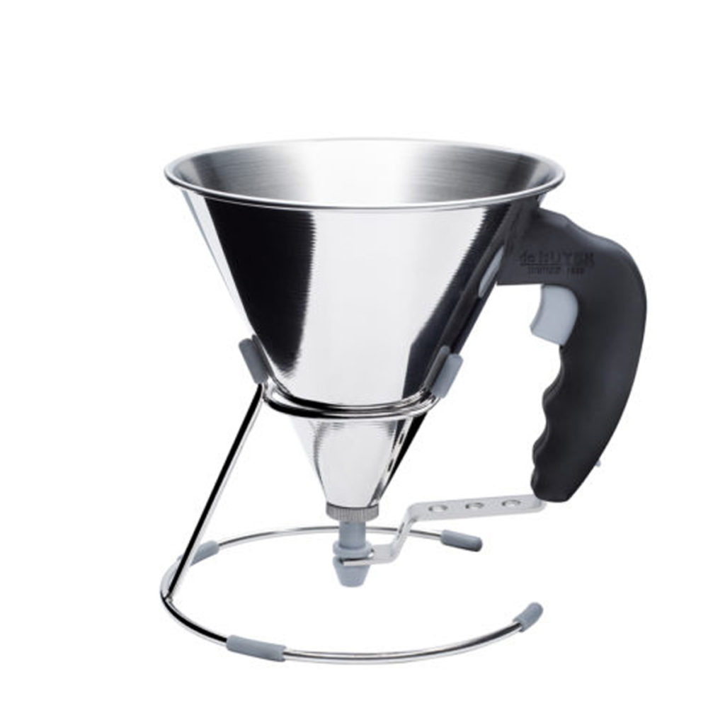 A mini stainless steel decanting funnel by De Buyer.