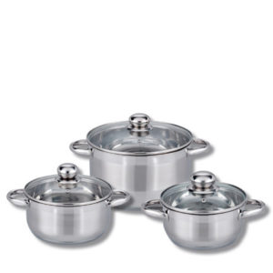 3 stainless steel pots by Salton.