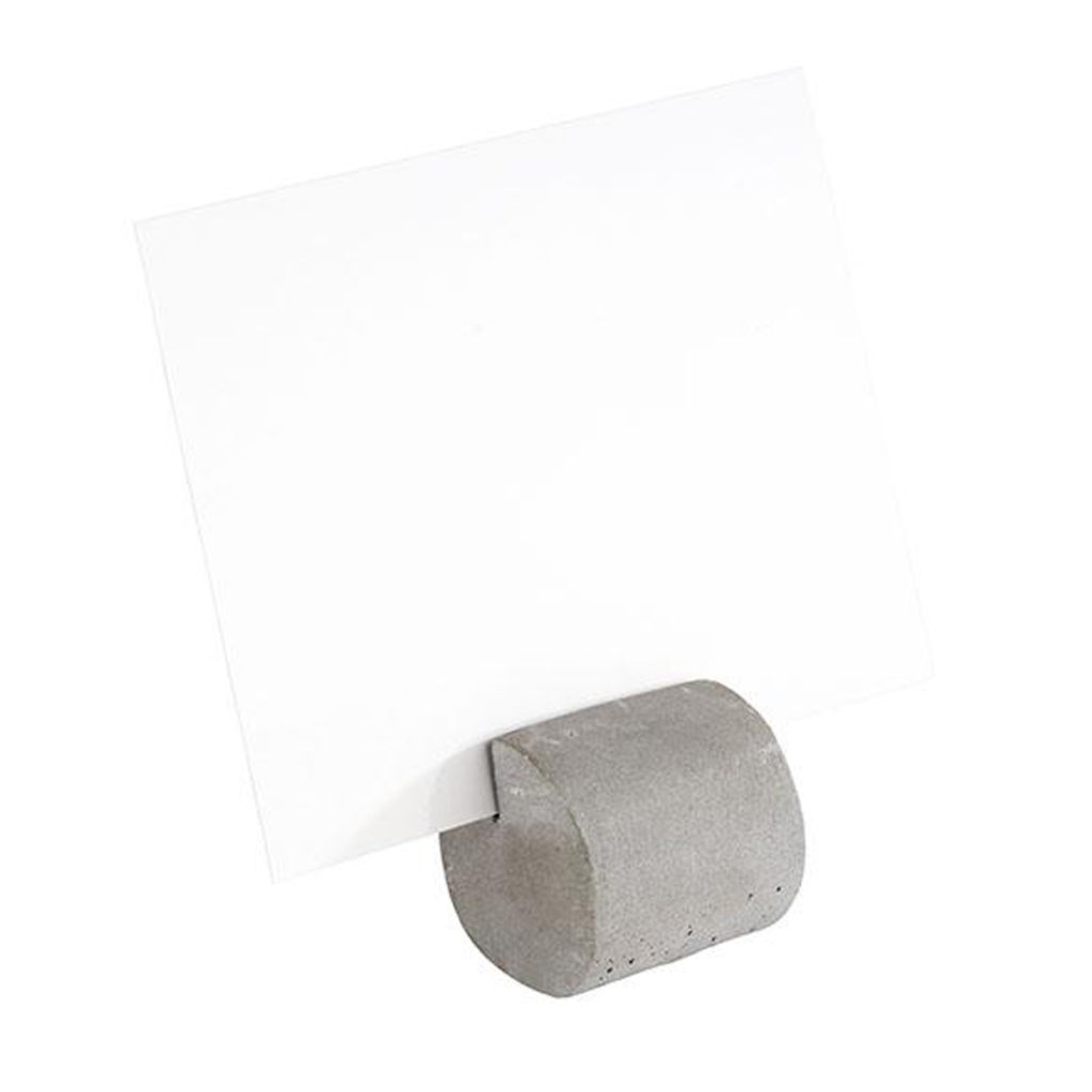 Circular cement menu holder by APS with label.