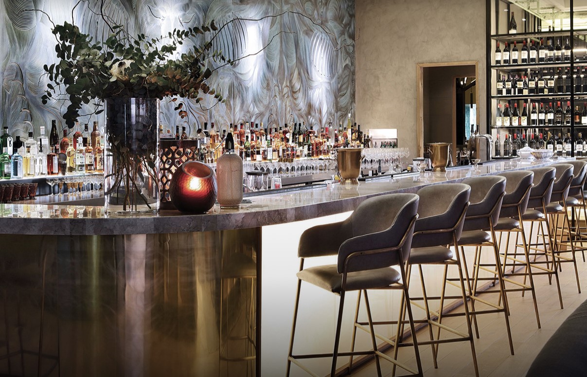 The bar at the Marble restaurant.
