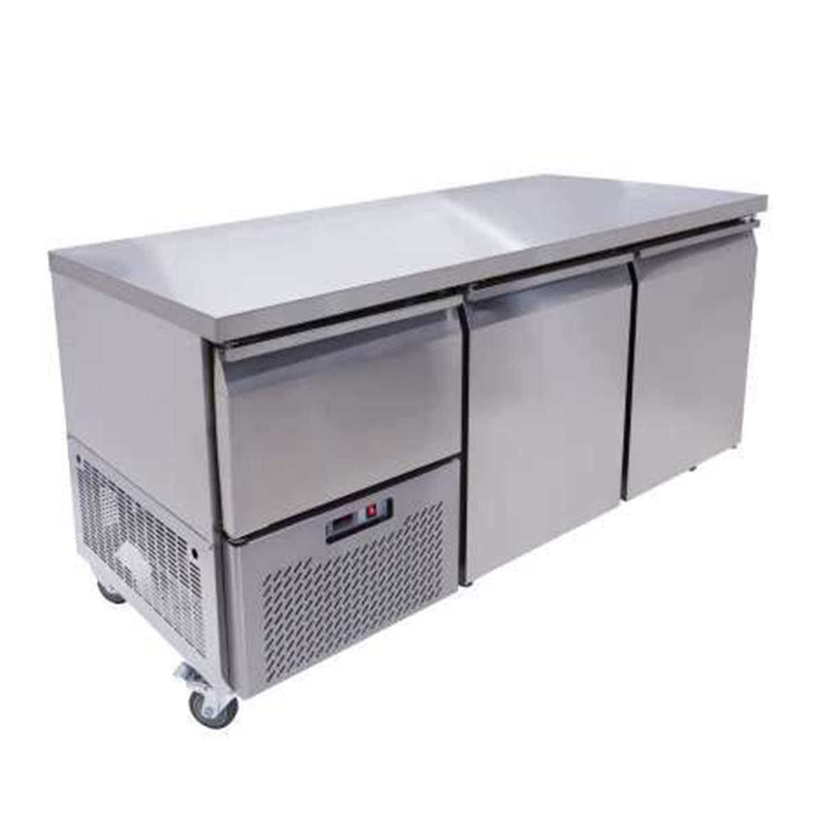 A 2.5 door stainless steel underbar fridge by Salvadore.