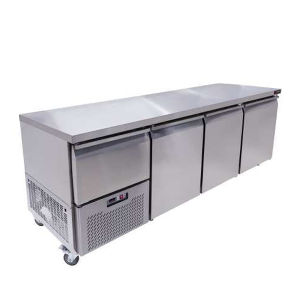 A 3.5 door stainless steel underbar fridge by Salvadore.
