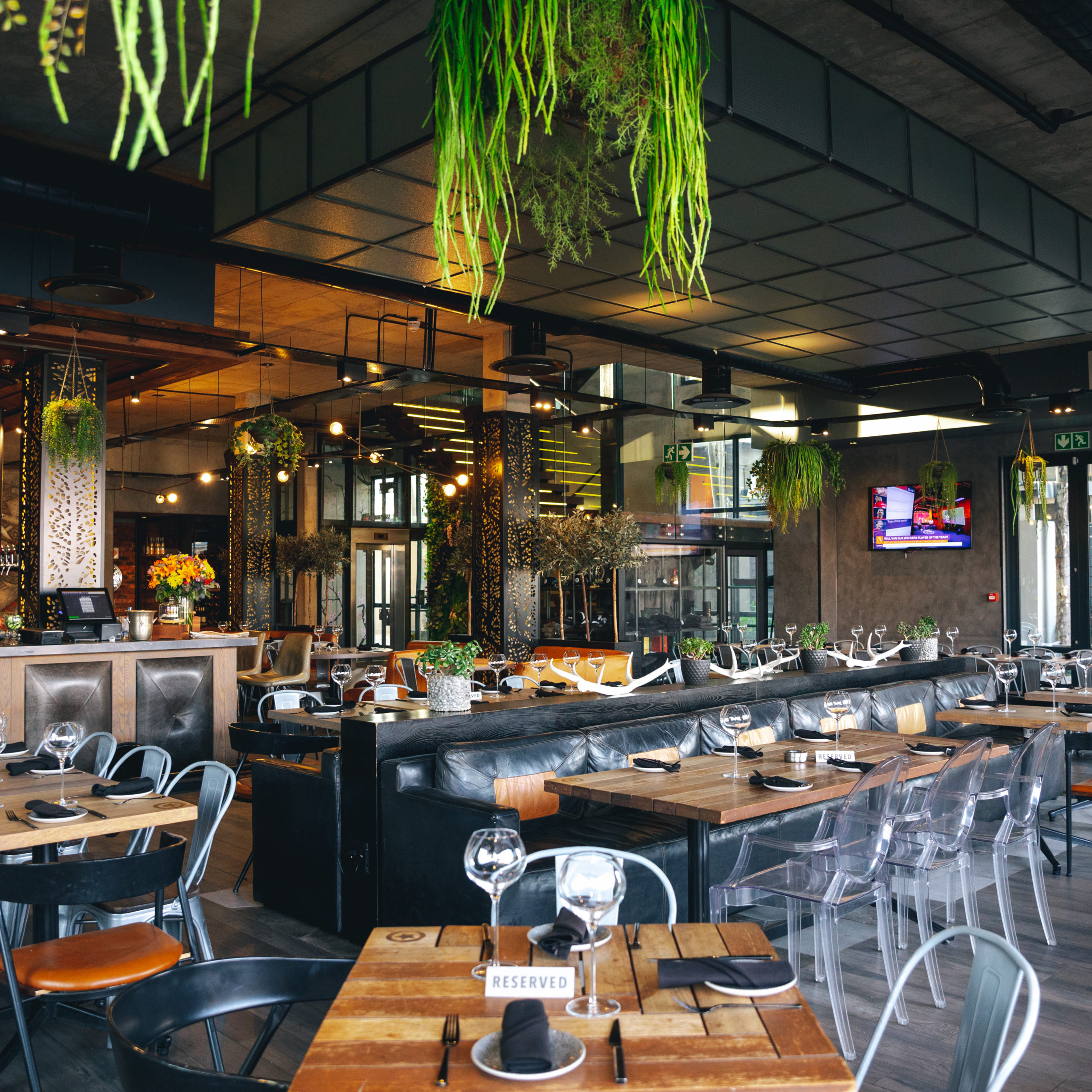 Interior seating arrangement at Rockets.