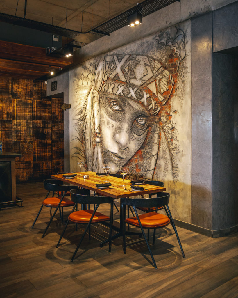 A mural of a person at Rockets.