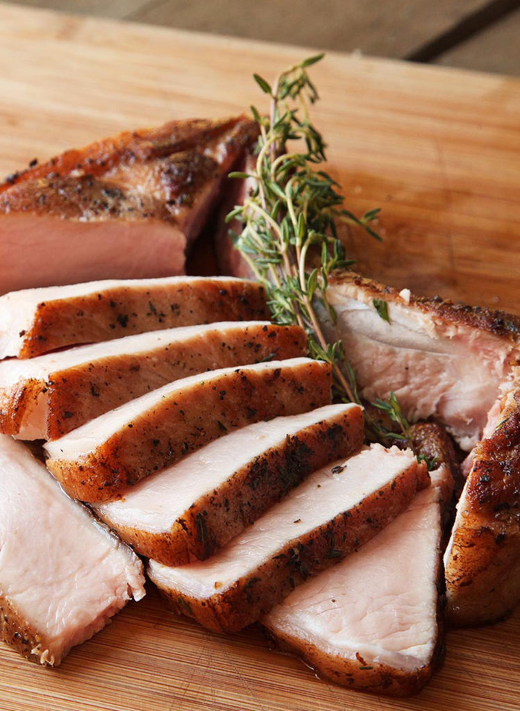 Pork chops cooked sous vide.