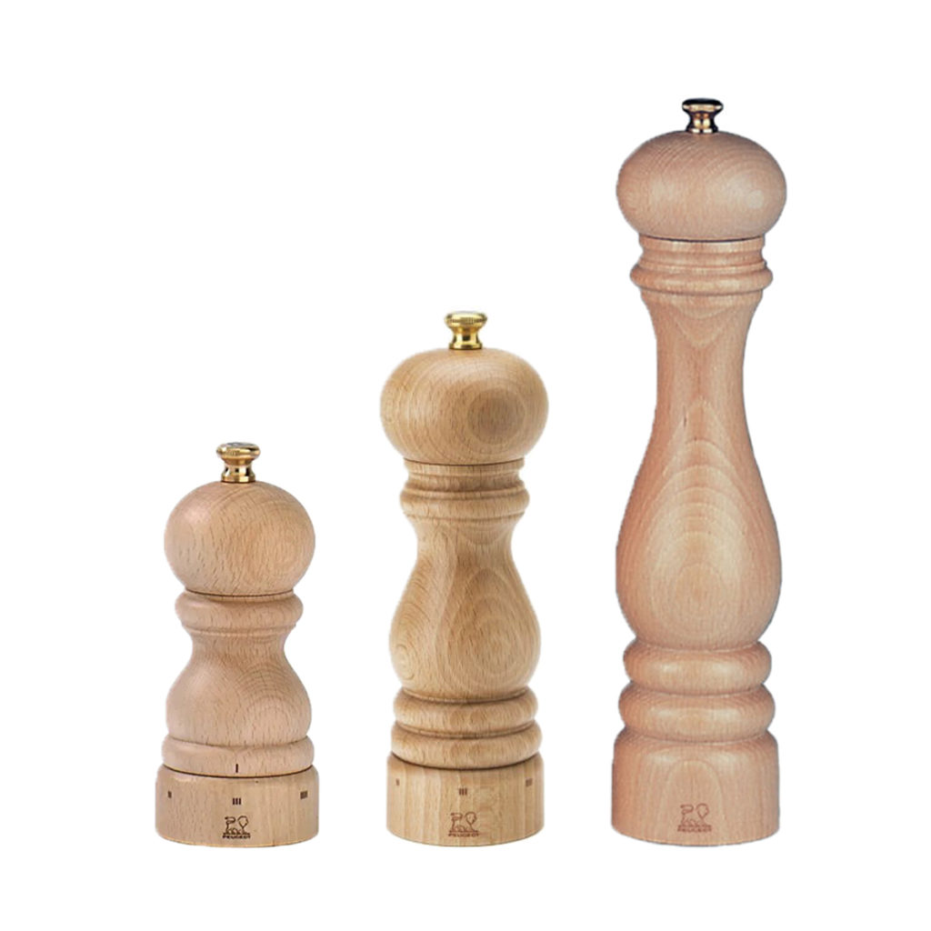 The Paris natural wood grinder in various sizes.