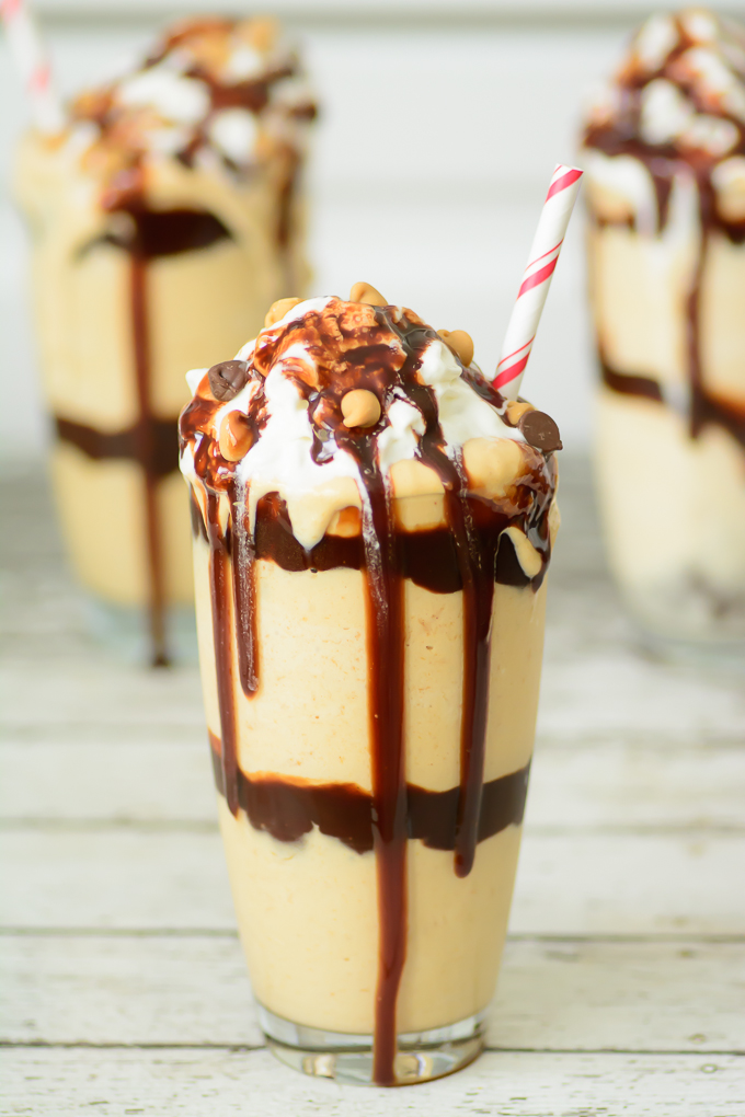 A chocolate peanut butter milkshake.