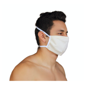 WHITE FABRIC FACE MASK <br> Comfort Fit
