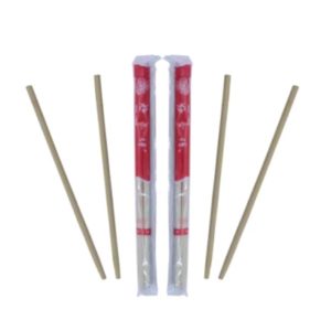 BAMBOO CHOPSTICKS ROUNDED IN POLYBAG SLEEVE <br> 195mm