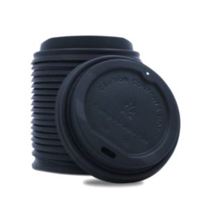 RECYCLABLE CPLA SIP LID BLACK 90MM <br> For all 300-500ml Cups