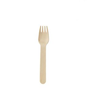 BIO DEGRADABLE WOODEN FORK <br> 140mm