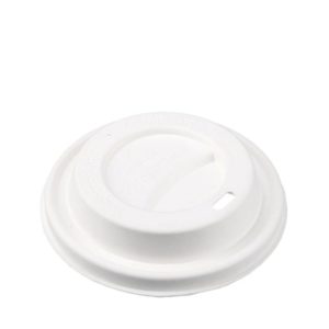 BIO SUGAR CANE BAGASSE SIP LID WHITE 90MM <br> For all 300-500ml Cups