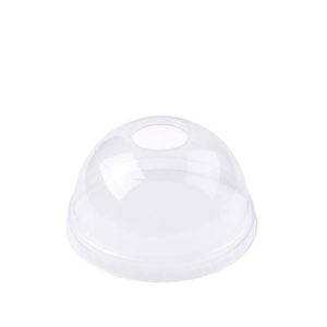 BIO PLA SMOOTHIE DOME LID WITH HOLE 95MM <br> For 250-500ml Smoothie Cups