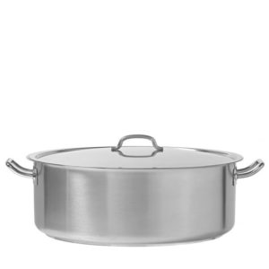 STAINLESS STEEL LOW CASSEROLE POT WITH LID <br> By Infinity