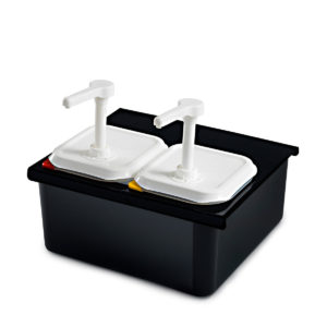 GN 1/6 SAUCE DISPENSER DOUBLE UNIT BLACK <br> By Araven