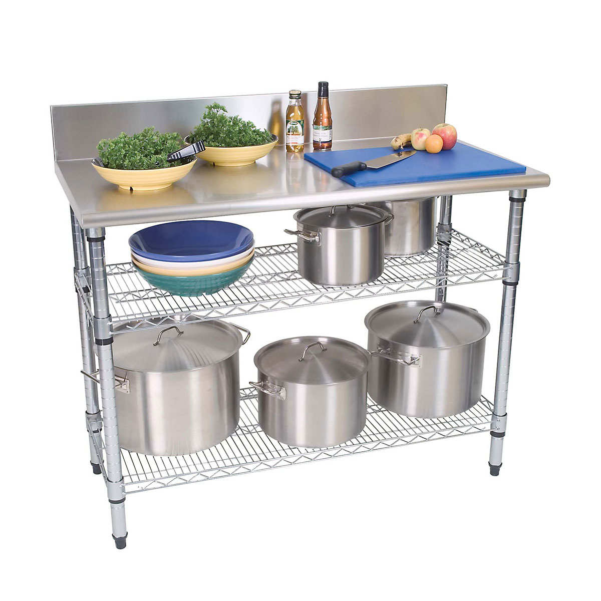 WORK TABLE STAINLESS STEEL WITH SPLASHBACK - Image 2