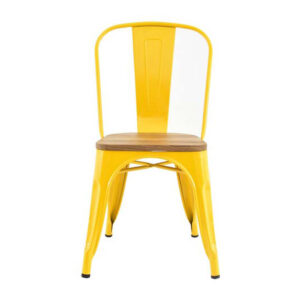 TOLIX CHAIR HIGH GLOSS WITH WOOD <br> Yellow