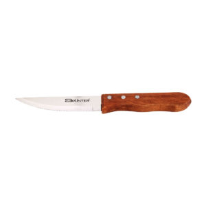 STEAK KNIFE DELUXE BROAD BLADE <br> WOODEN HANDLE <br> By Grunter
