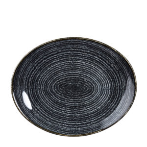 HOMESPUN CHARCOAL ORBIT OVAL PLATE 270MM <br> By Churchill