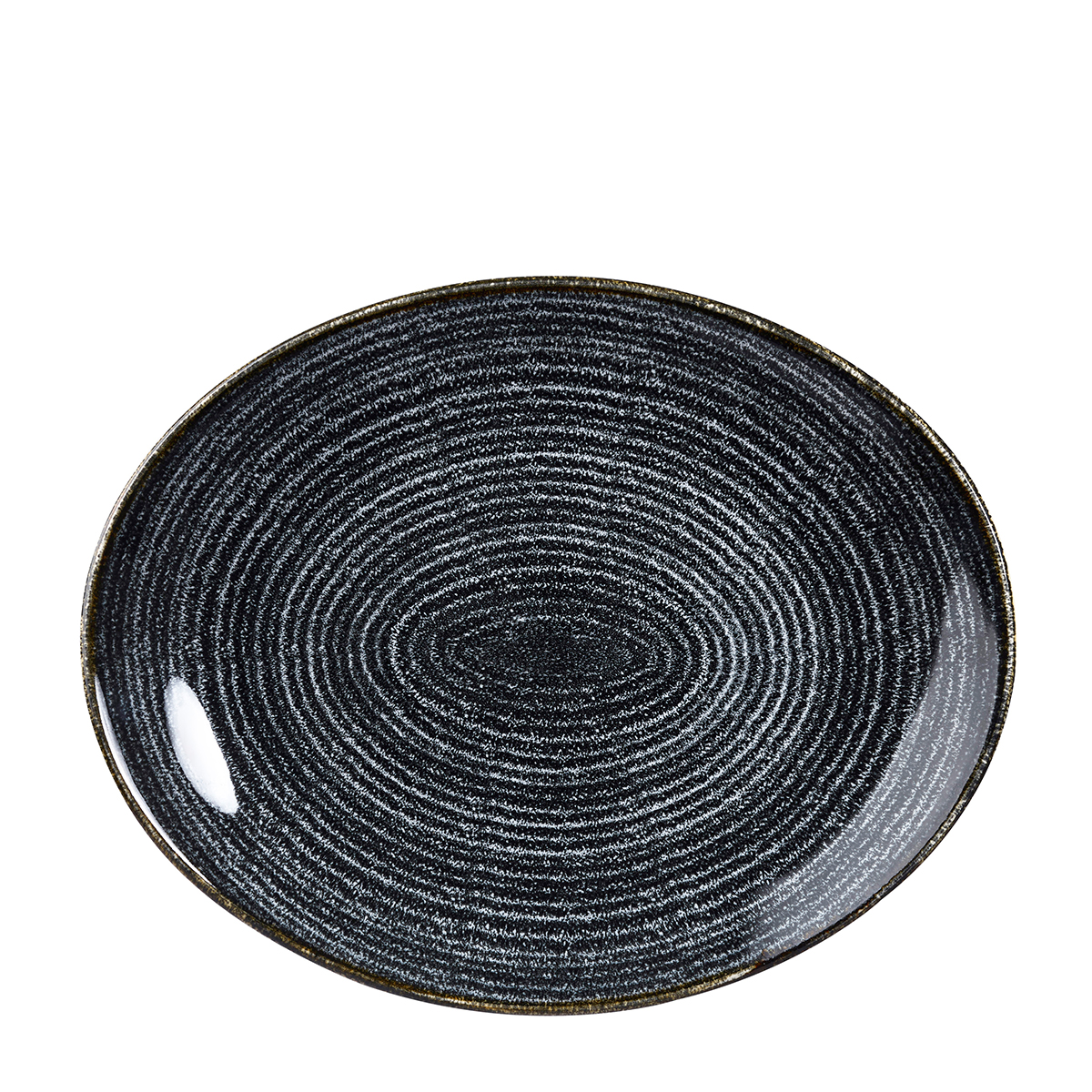 HOMESPUN CHARCOAL ORBIT OVAL PLATE 270MM <br> By Churchill