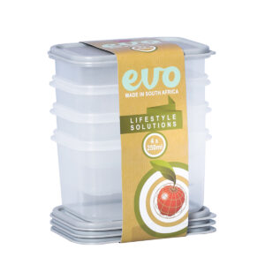 PLASTIC SNACK BOX 250ML 4PC <br> GREY LID <br> By Evo