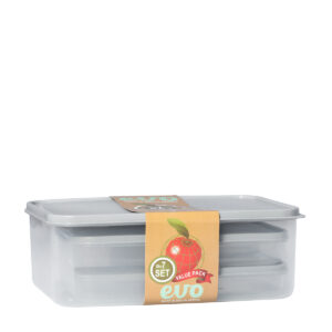 PLASTIC STORAGE CONTAINER 7 PIECE SET <br> GREY LID <br> By Evo