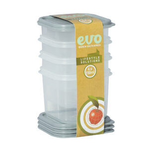 PLASTIC SNACK BOX 150ML 4PC <br> GREY LID <br> By Evo