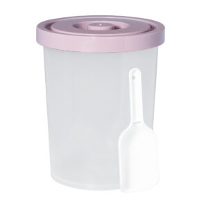 PLASTIC ROUND CONTAINER 8L <br> MAUVE LID <br> By Evo