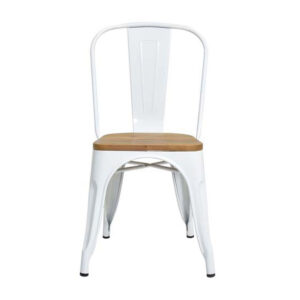 TOLIX CHAIR HIGH GLOSS WITH WOOD <br> White