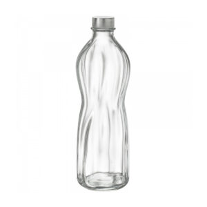 AQUA GLASS BOTTLE 1L <br> WITH SCREW CAP <br> By Bormioli Rocco