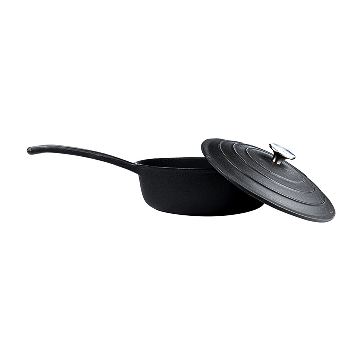 CAST IRON CHEF SAUCEPAN WITH LID 240MM <br> BLACK - Image 2