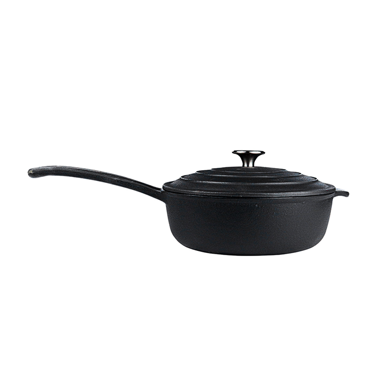 CAST IRON CHEF SAUCEPAN WITH LID 240MM <br> BLACK - Image 3