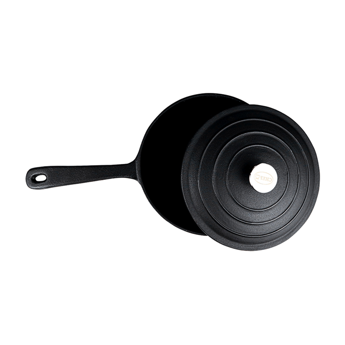 CAST IRON CHEF SAUCEPAN WITH LID 240MM <br> BLACK - Image 5