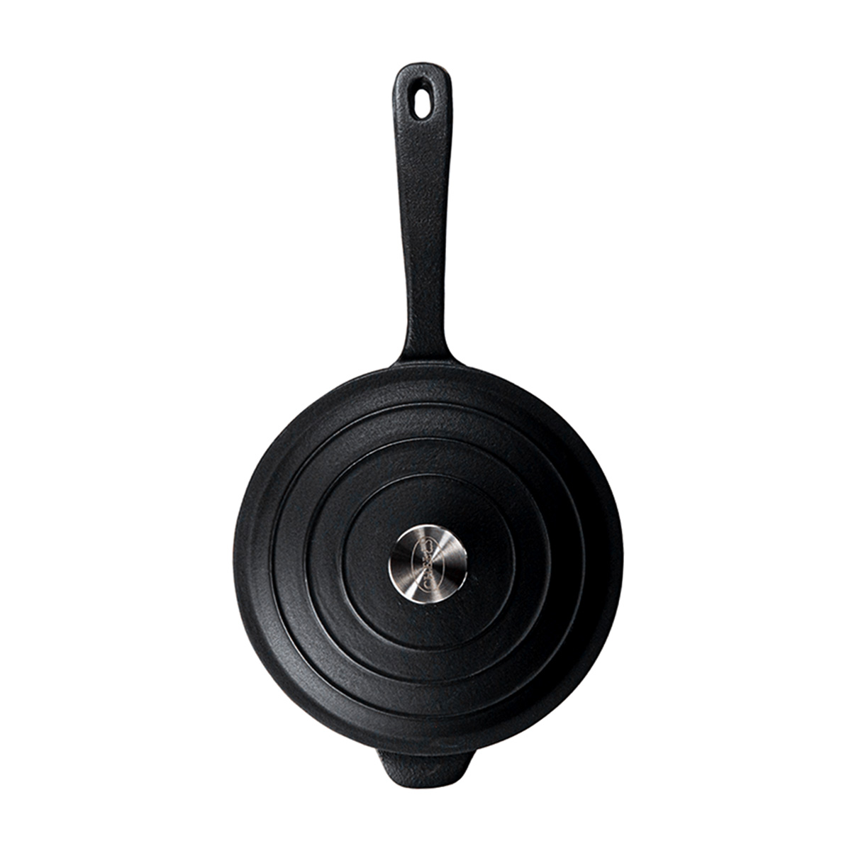 CAST IRON CHEF SAUCEPAN WITH LID 240MM <br> BLACK